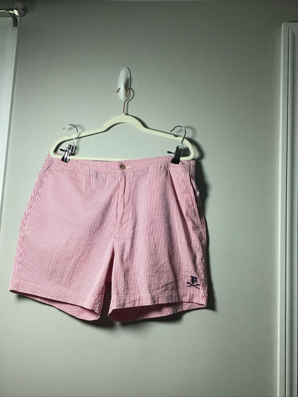 Ralph Lauren Pink Seersucker Men’s Shorts with Embroidered Logo